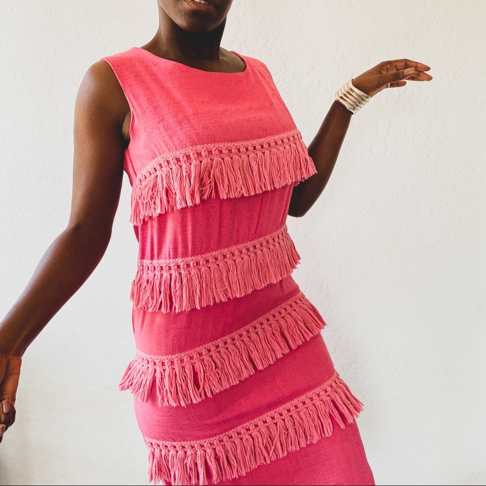 Vintage Sleeveless Fringe Shift Dress